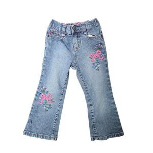 Vintage Y2K Zana Di Girls 3T Flare Leg Jeans Embroidery Bow